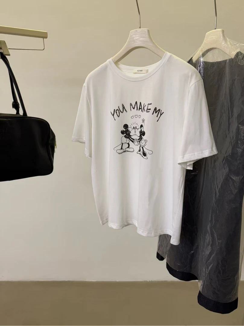 lovely@z6263 韩系简约卡通印花宽松显瘦短袖T 5-25