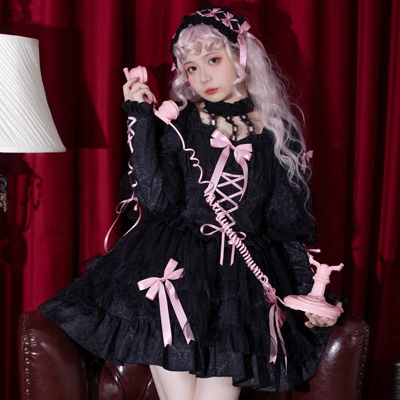 恋爱序曲 lolita裙原创正版op长袖连衣裙甜酷暗黑哥特风洛丽塔裙