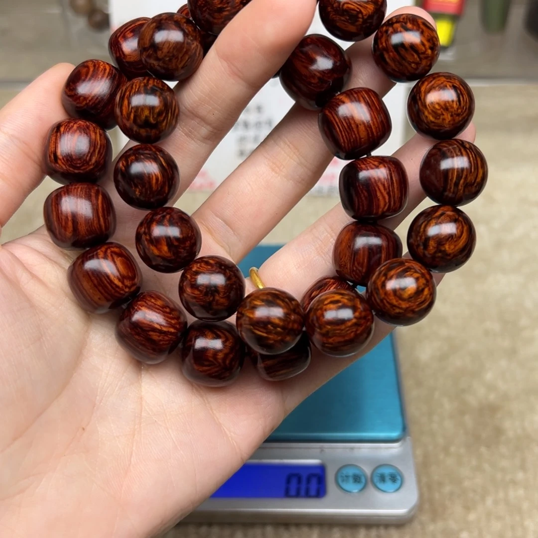 ****现木红降15圆珠16老型黑金虎皮纹单圈