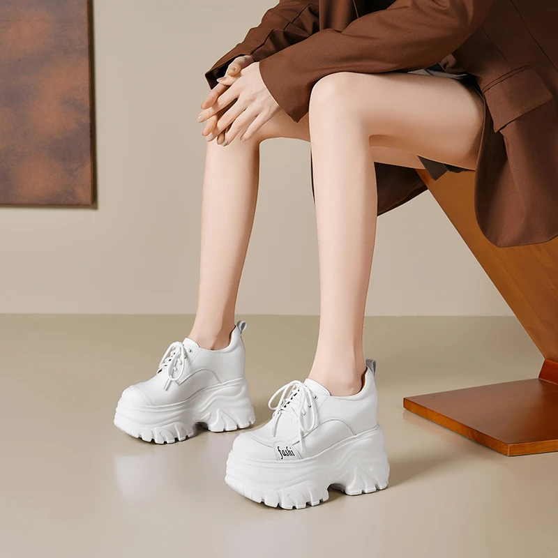 厚底小个子增高女老爹鞋白色松糕鞋时尚百搭鞋春秋单鞋增高小白鞋