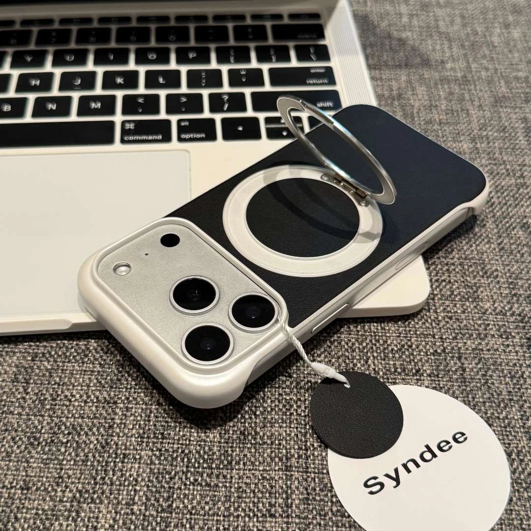 飞虎胜高档皮质无边框适用苹果17pro磁吸支架手机壳华为P70小米15