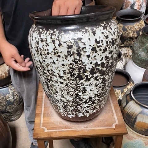 紫砂花盆口25高度34黑姹