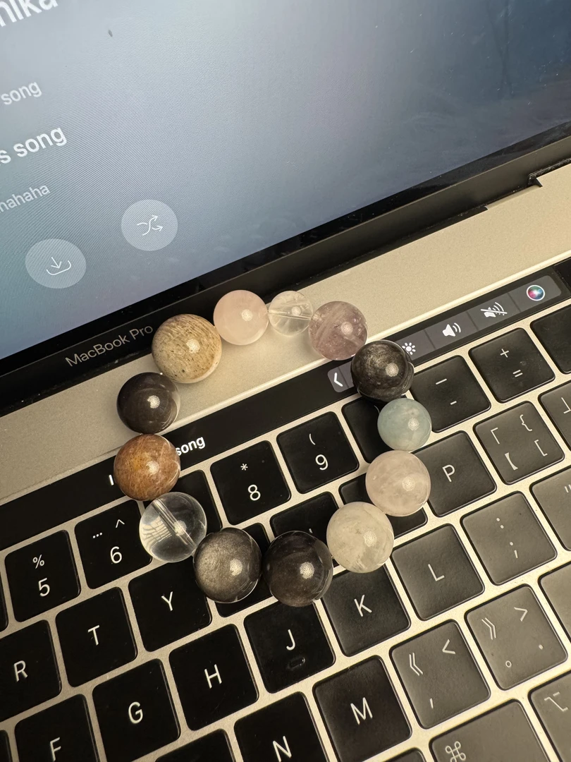 《千层暗黑多宝》（超显白） 纯天然水晶设计手串18m+15m-a05