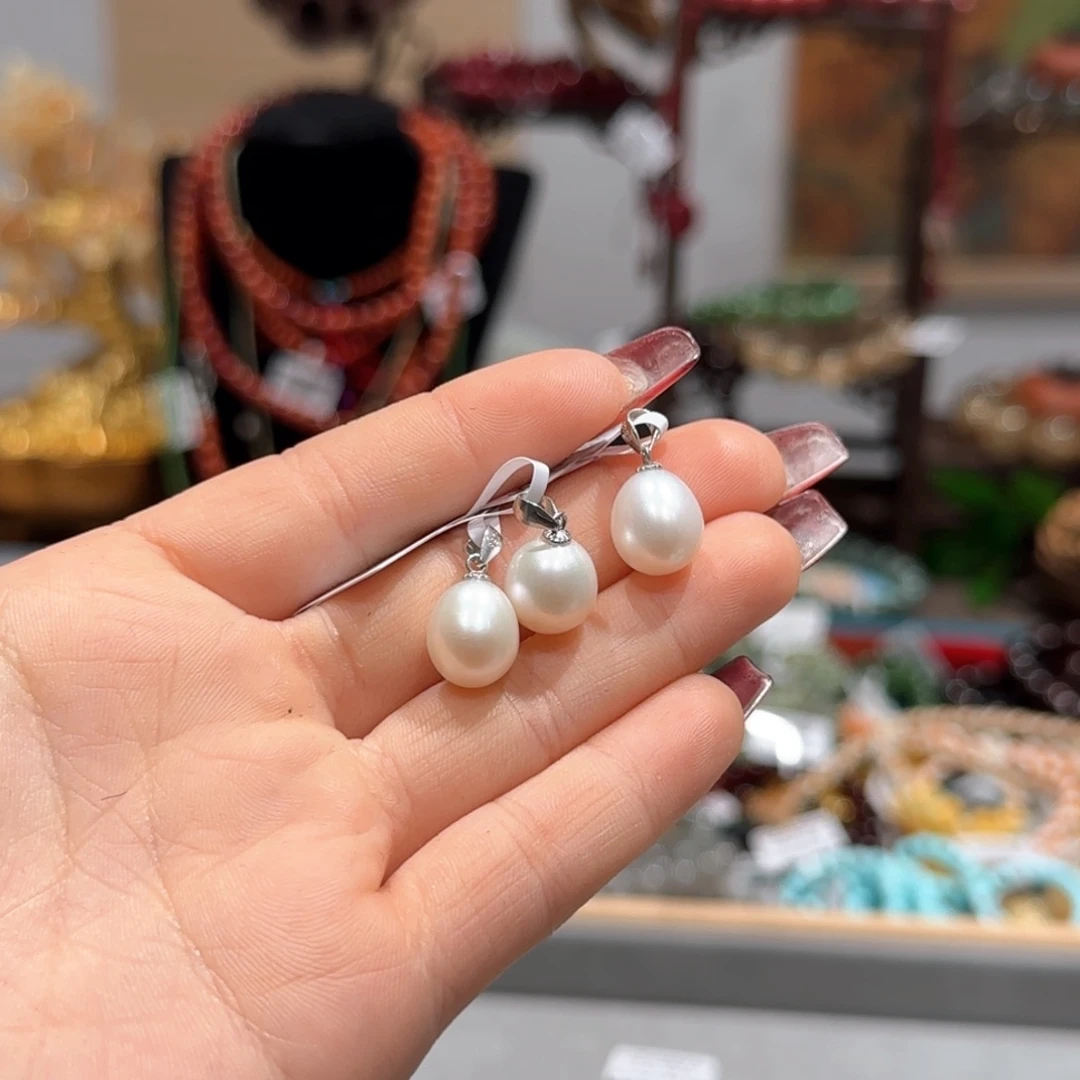 淡水珍珠吊坠(不含链)银S925镶嵌吊坠（多样性发其一）