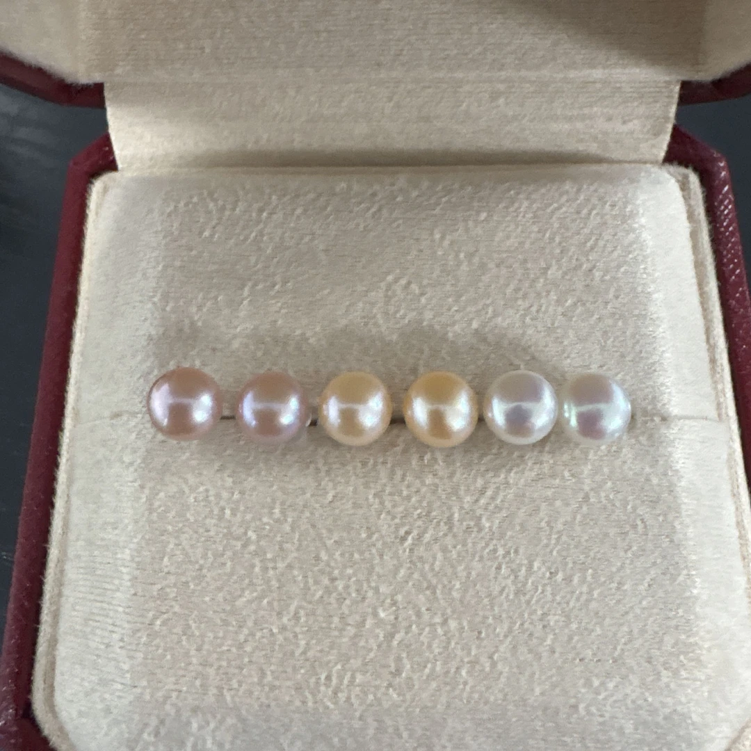 【耳钉三件套】淡水珍珠/紫珠+白珠+中国红耳钉/6-7MM/S925银