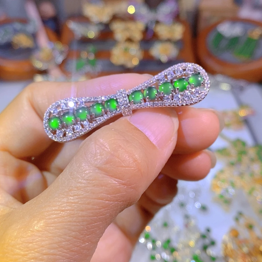 银S925镶嵌把件翡翠