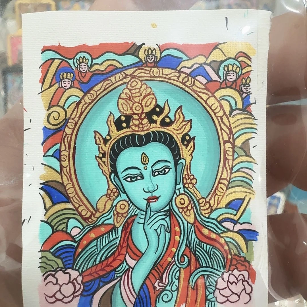 吊坠纯手绘4/5绿度母~卡心