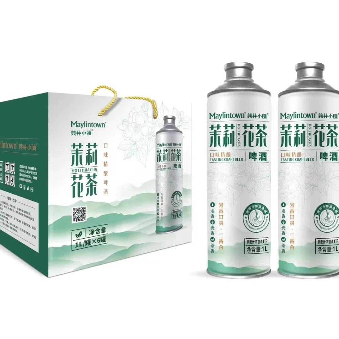 美林小镇茉莉茶啤 1L/罐×6 罐