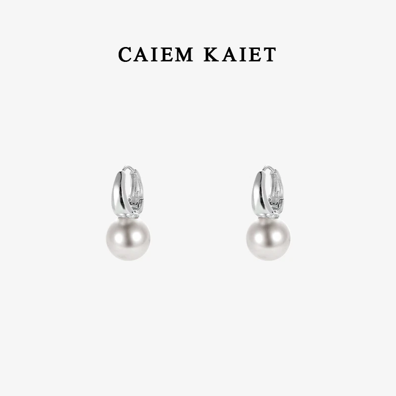 CAIEM KAIET 925银耳饰 施家珍珠耳环女纯银耳扣法式复古优雅气质
