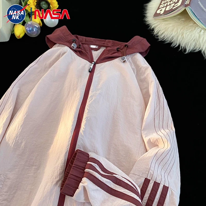 NASA联名美式条纹三条杠防晒衣男女同款夏季薄款防紫外线皮肤衣服
