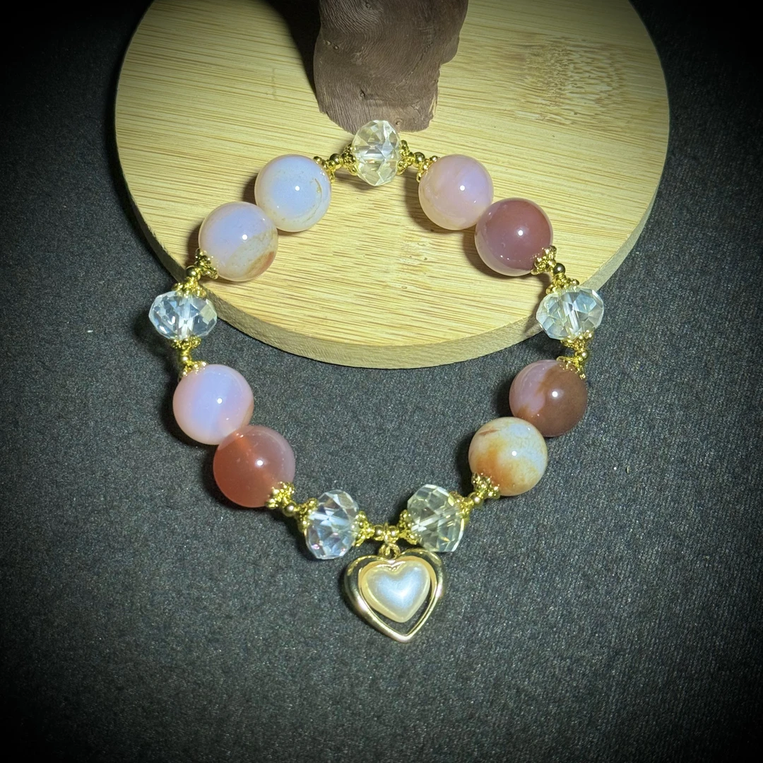 天然老矿水蜜桃盐源设计手串 多样性发其一B5037