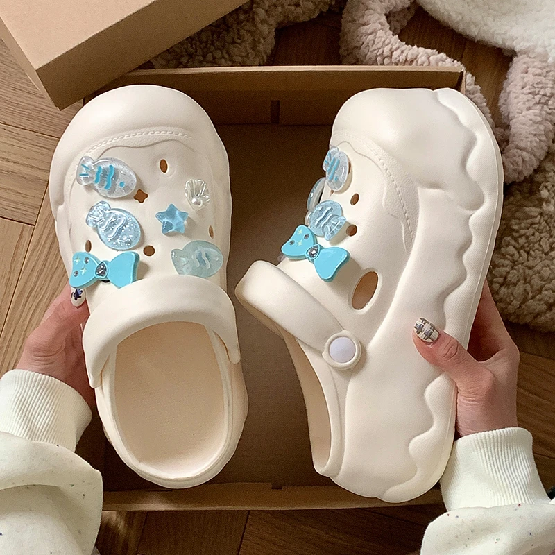 【直播链接】EVA防滑不臭增高凉拖可爱时尚穿搭ins蓝色小鱼包头拖女