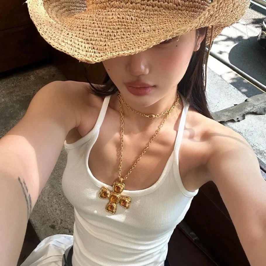 NOIR欧阳娜娜*喻言同款*四面蝴蝶结项链女2024新款轻奢长款毛衣链