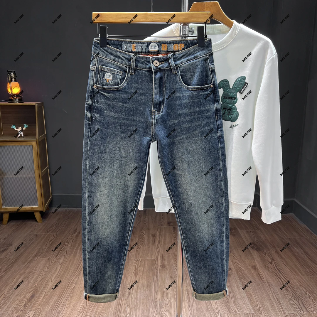 秋冬季裤子男时尚牛仔裤男修身合体弹力潮流牛仔裤男小直脚裤男