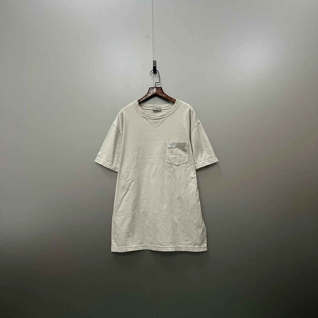 95新 DIOR/迪奥 q219 米色字母印花logo短袖 S码/ki300358