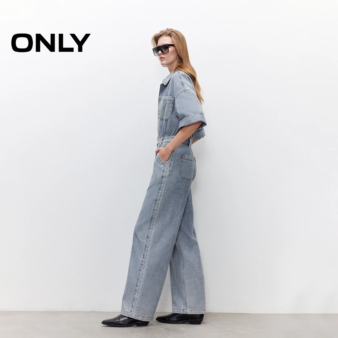 ONLY秋季复古直筒裤连体长裤“莱赛尔面料'牛仔裤女休闲|125164006