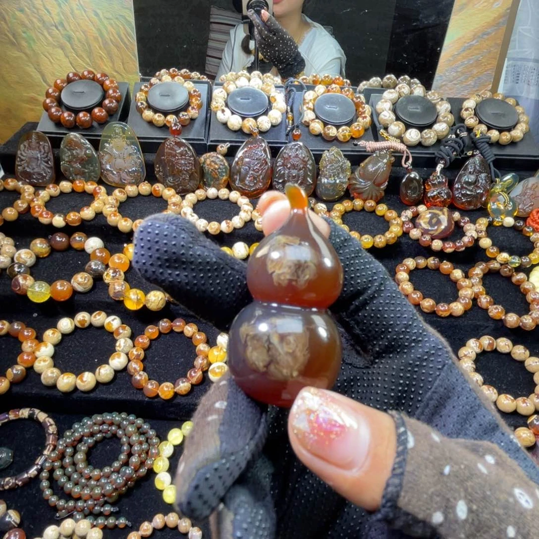 未镶嵌琥珀手链立体溶洞葫芦