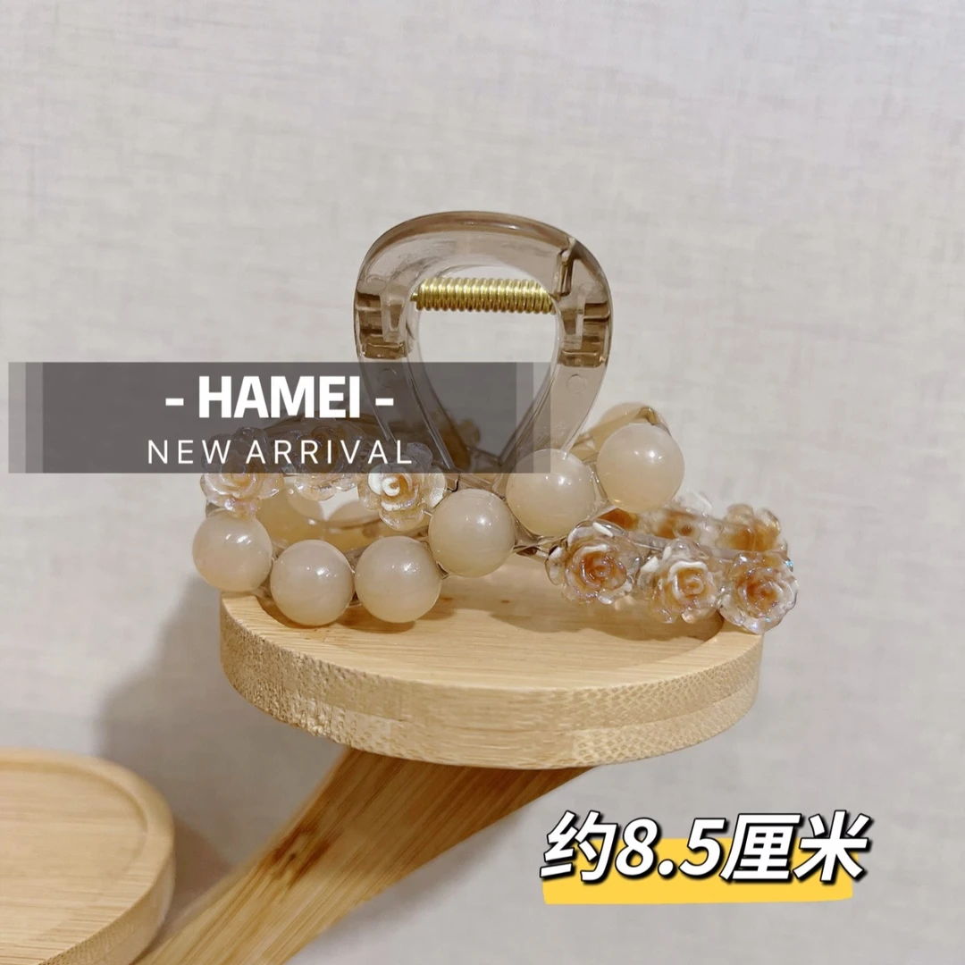 589号一时尚百搭玫瑰花珠珠8厘米抓夹