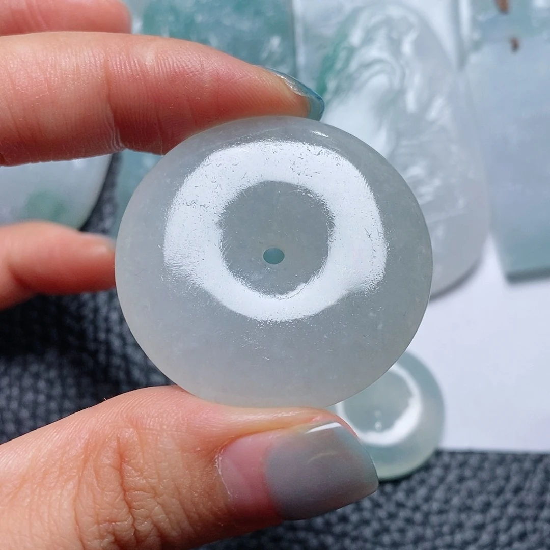 定制翡翠未镶嵌毛货付款后确认抛光