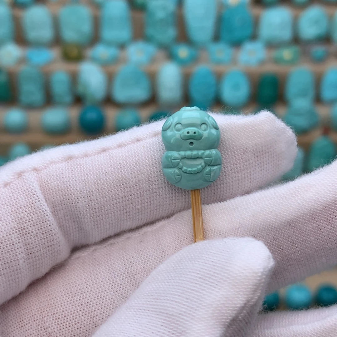 绿松石未镶嵌绿松石小猪猪配饰