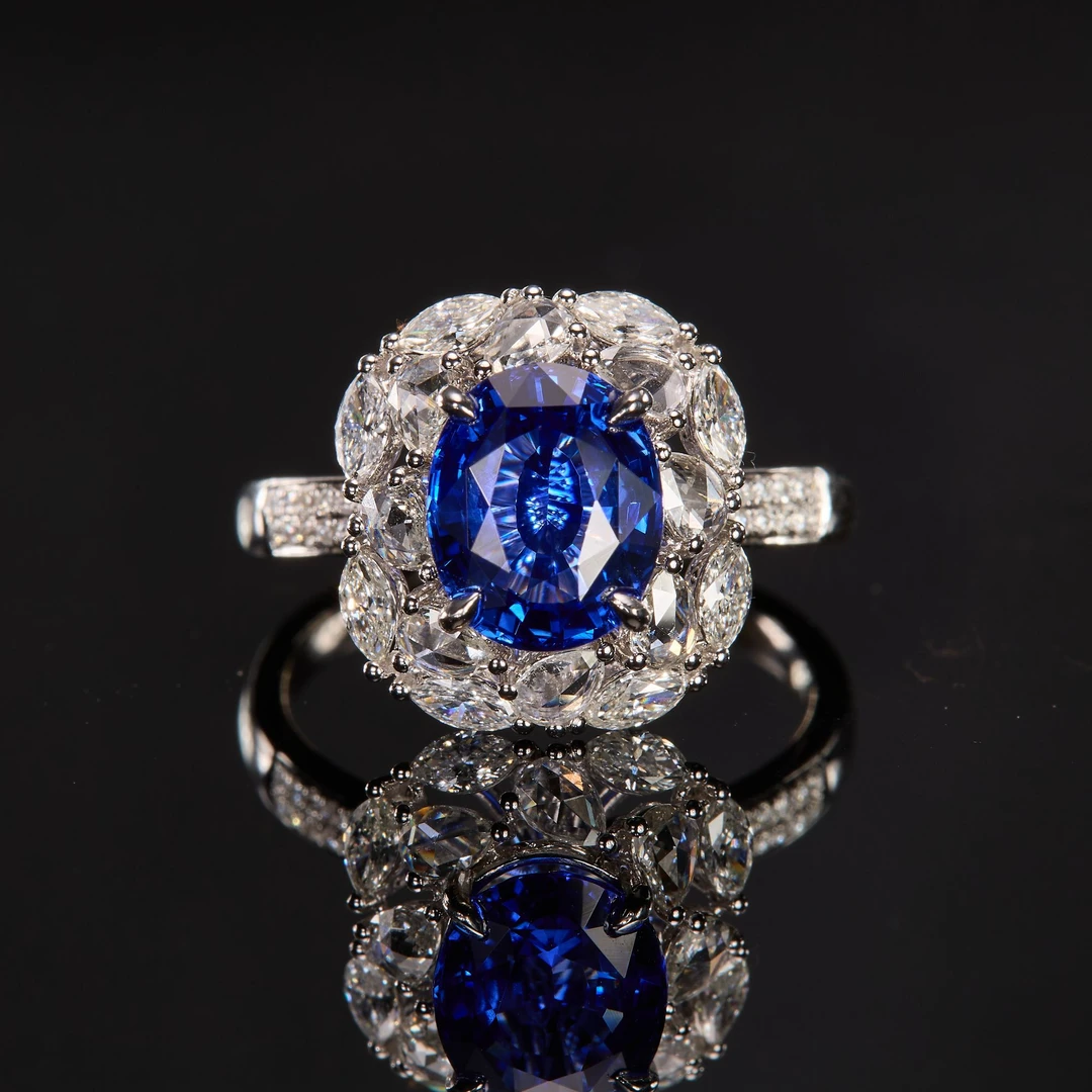 如苑珠宝18K金蓝宝石戒指/2.67/吉尔德/皇家蓝