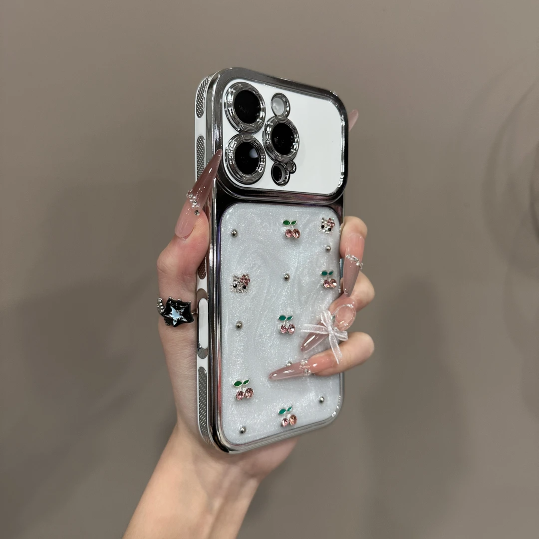 时尚滴胶樱桃适用苹果17promax手机壳小众iPhone16轻奢15简约14女