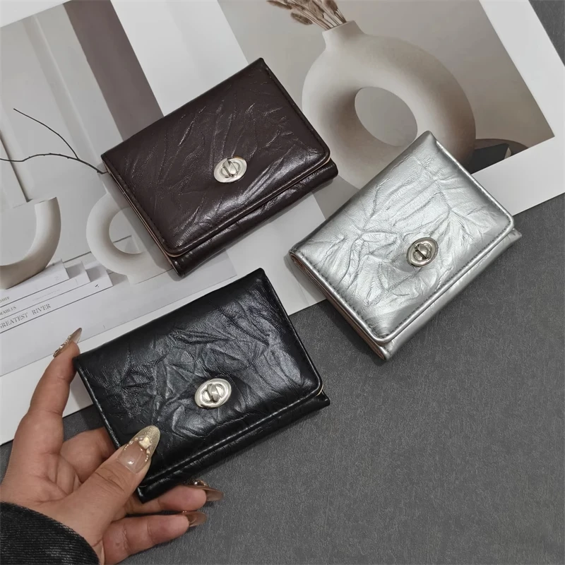 质感精致简约ins折叠小钱包卡精致随身纯色韩零钱夹学生女短款