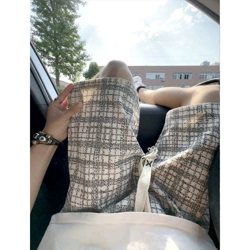 扎染格子短裤夏季薄款美式休闲大裤衩高级感潮牌宽松运动五分裤子