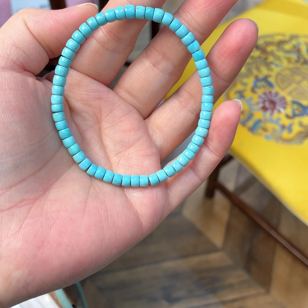 绿松石未镶嵌手串直切