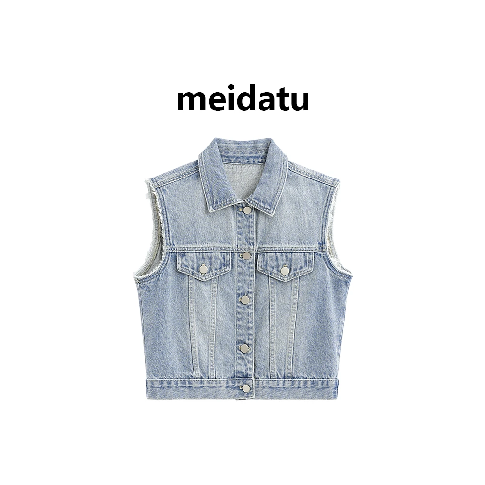 美哒兔（经典重塑）港式复古水洗牛仔马甲（小个子版）CZ321-Q