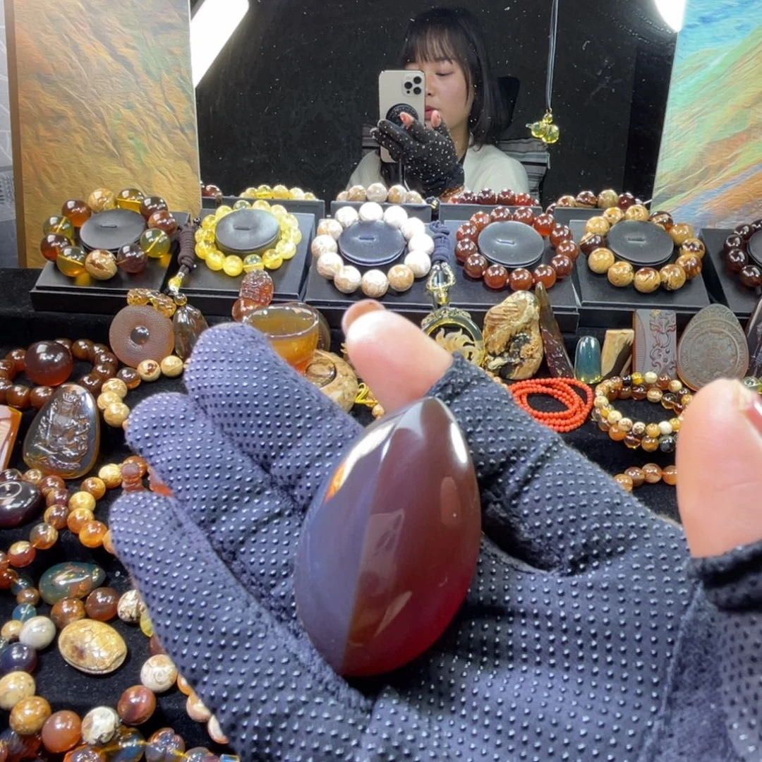 琥珀手链未镶嵌紫罗兰柳叶