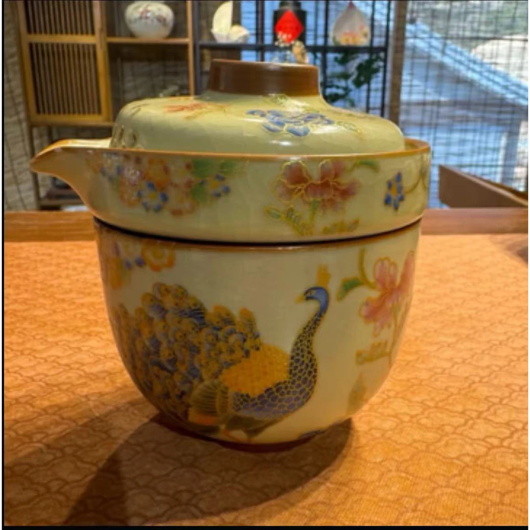 一壶三杯孔雀宝瓶旅行茶具-ZH187