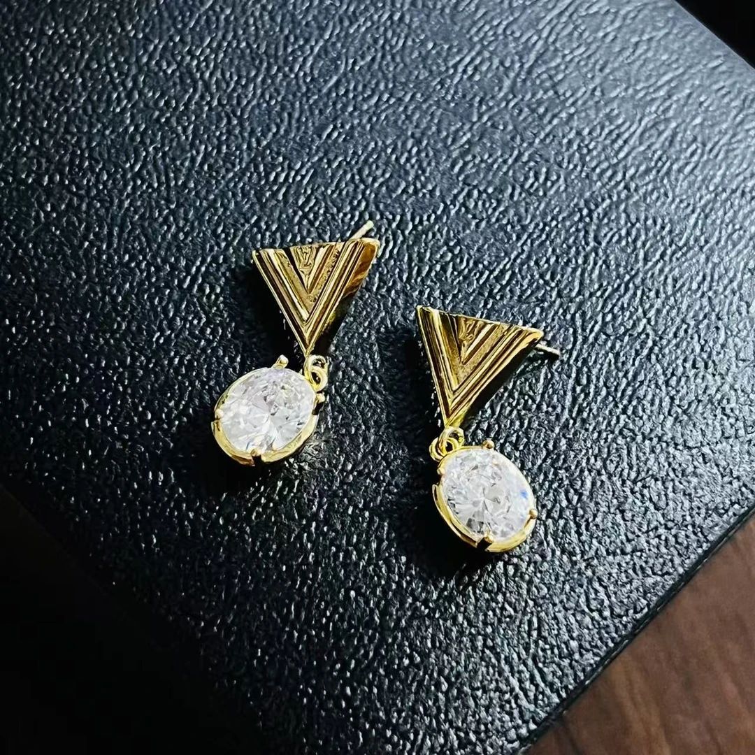 铜合金锆石耳饰 小众设计耳饰1407