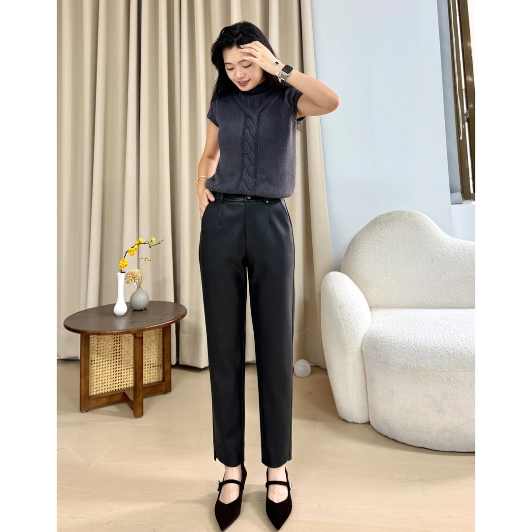 铅笔修容长皮裤秋冬新款显瘦设计百搭海宁正品皮裤