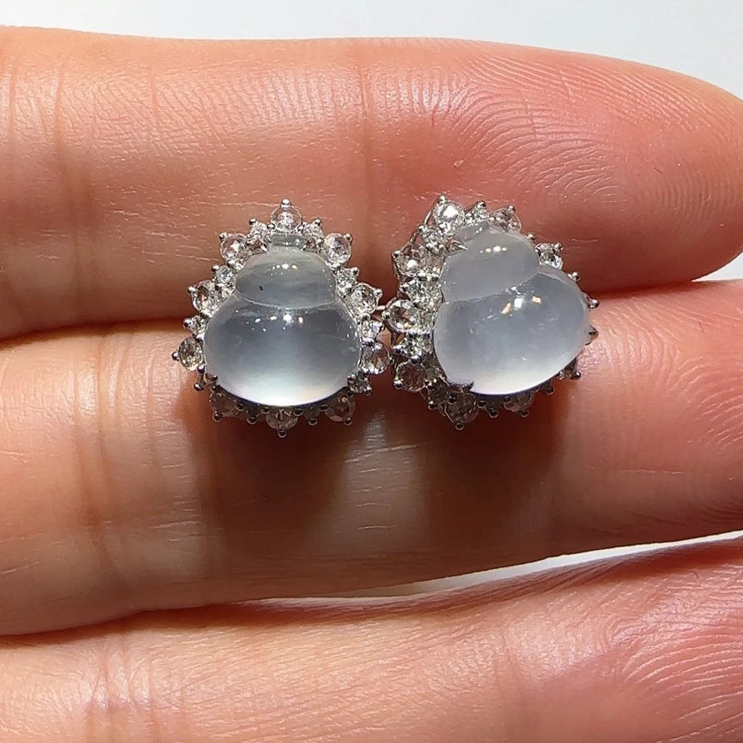 翡翠18K金镶嵌耳饰葫芦耳钉