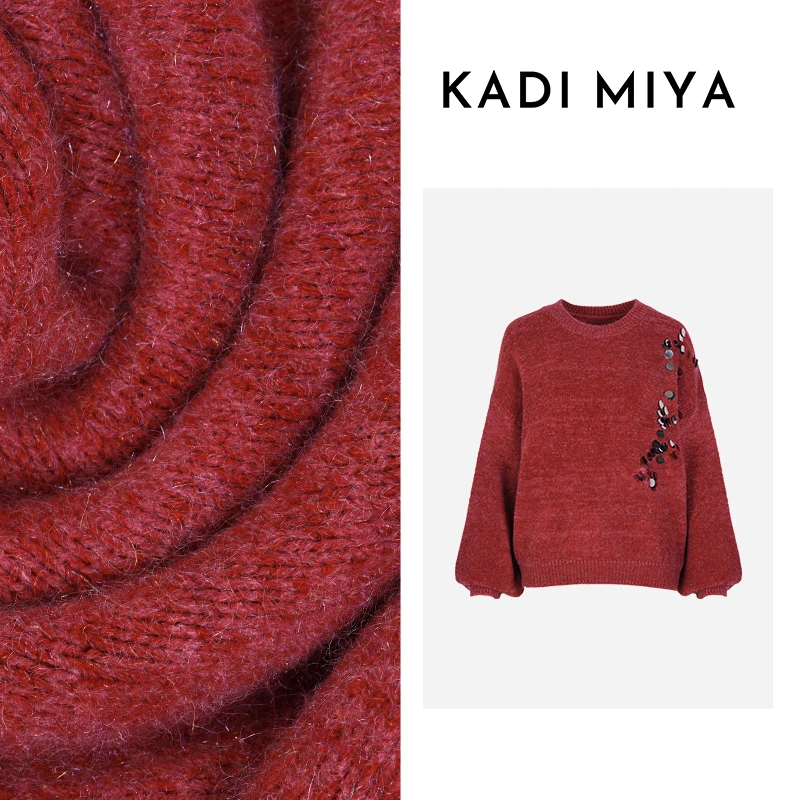 KADIMIYA【新年圣诞专辑】原创慵懒套头羊毛毛衣温柔亮片针织毛衫