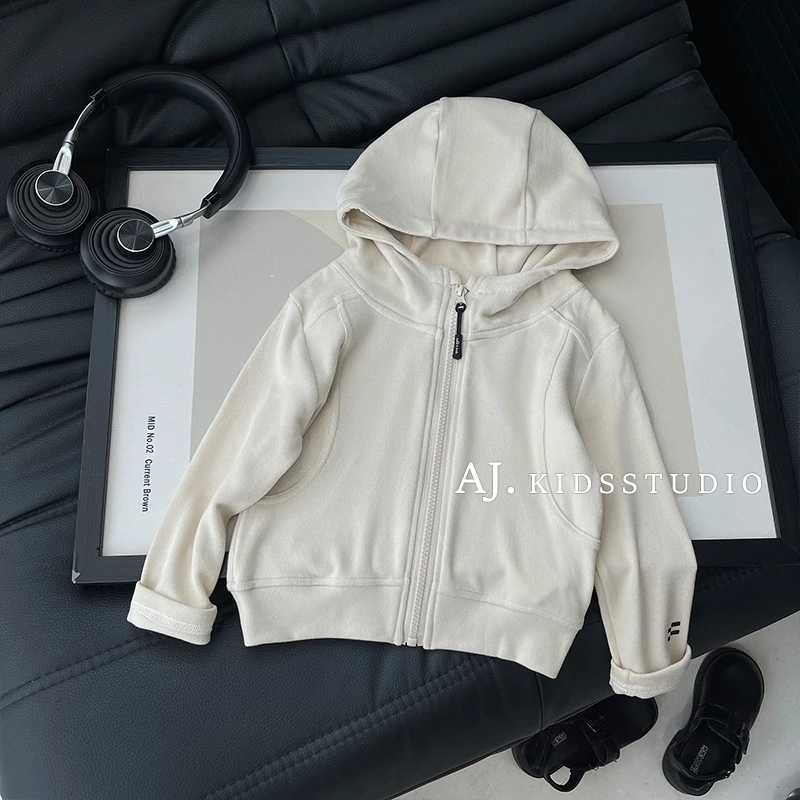 现货【lulu2.0】阿卷春秋装男女童时尚纯色休闲修身连帽外套MPG6844