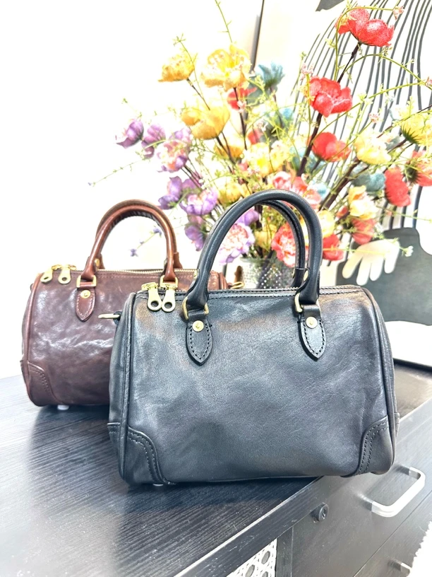 馨馨家 （波士顿）进口水洗马皮斜挎包百搭时尚经典潮流