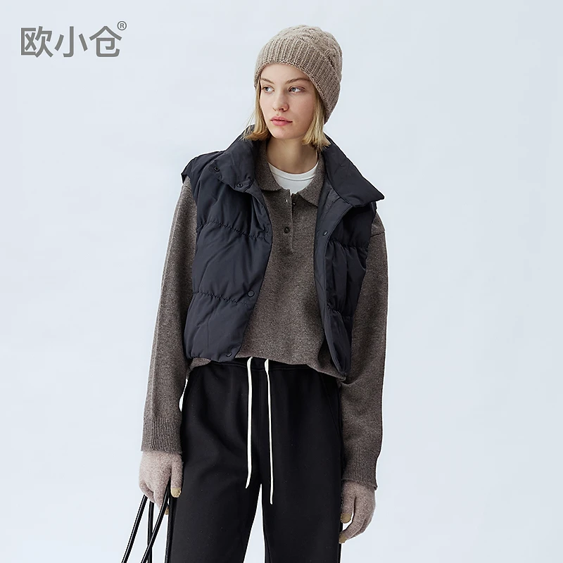 OXC/欧小仓90大朵鹅绒3格PUFF泡芙羽绒马甲冬办公室造型搭子18020