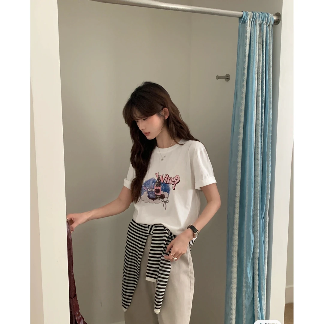 55757#THINK#韩系卡通印花图案设计短袖T恤（福利）