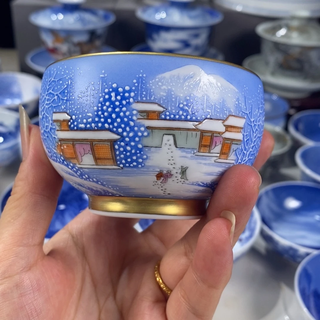 粉彩雪景主人杯杯