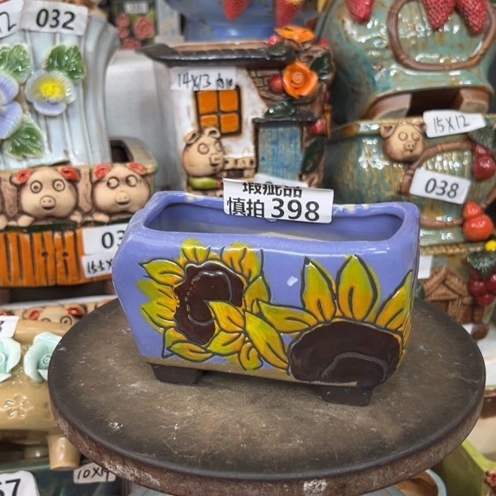 紫砂花盆粗陶材质多肉花盆398