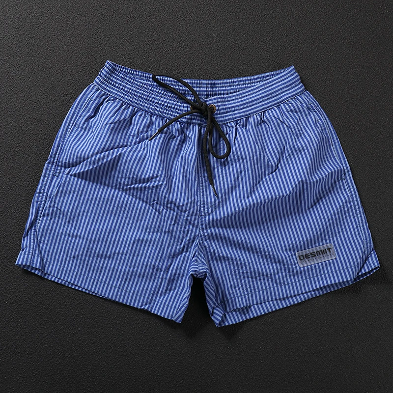 三分短裤男夏季薄款蓝条纹宽松舒适外穿大裤衩有大码潮牌休闲裤