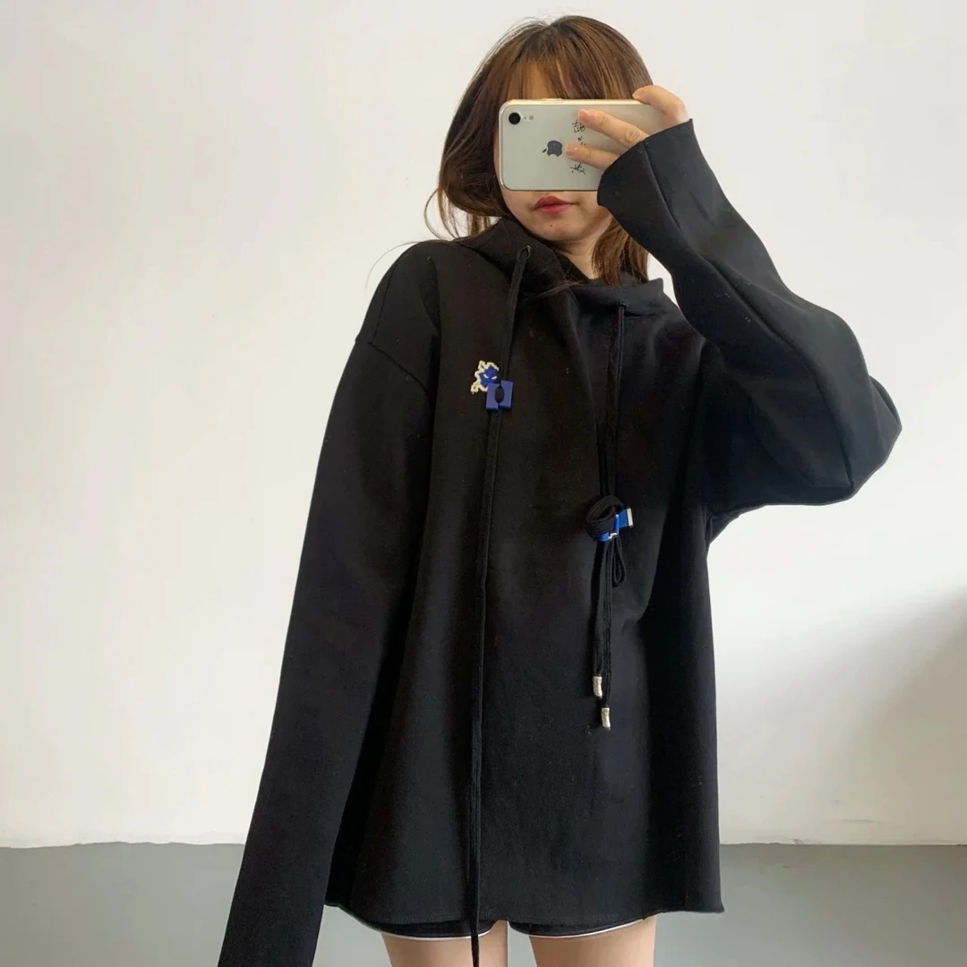 小众潮牌ADER刺绣小怪兽连帽卫衣男女同款韩版宽松潮流简约帽衫