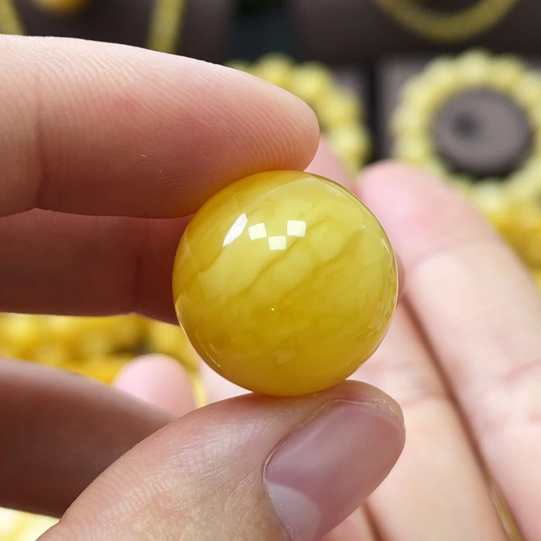 裸石琥珀未镶嵌18.1mm金白虎皮妖花