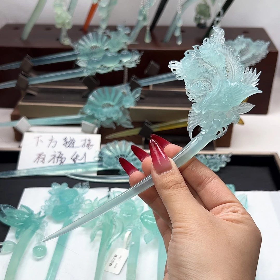 C***t蛇纹石玉银S925镶嵌发饰