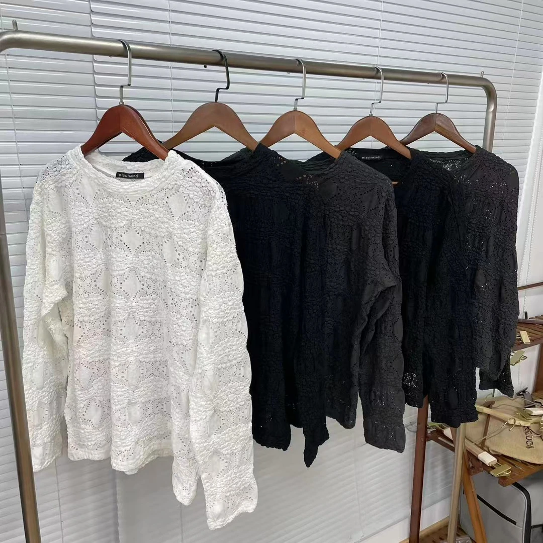 春季新款宽松慵懒风打底镂空钩花蕾丝百搭显瘦上衣小衫25060946