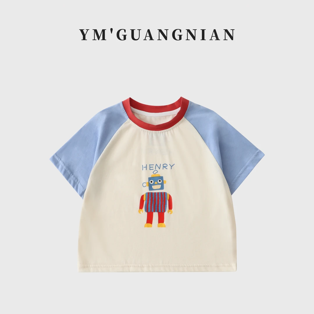 【幼棉光年】夏季男童圆领休闲薄款T恤卡通印花短袖120563