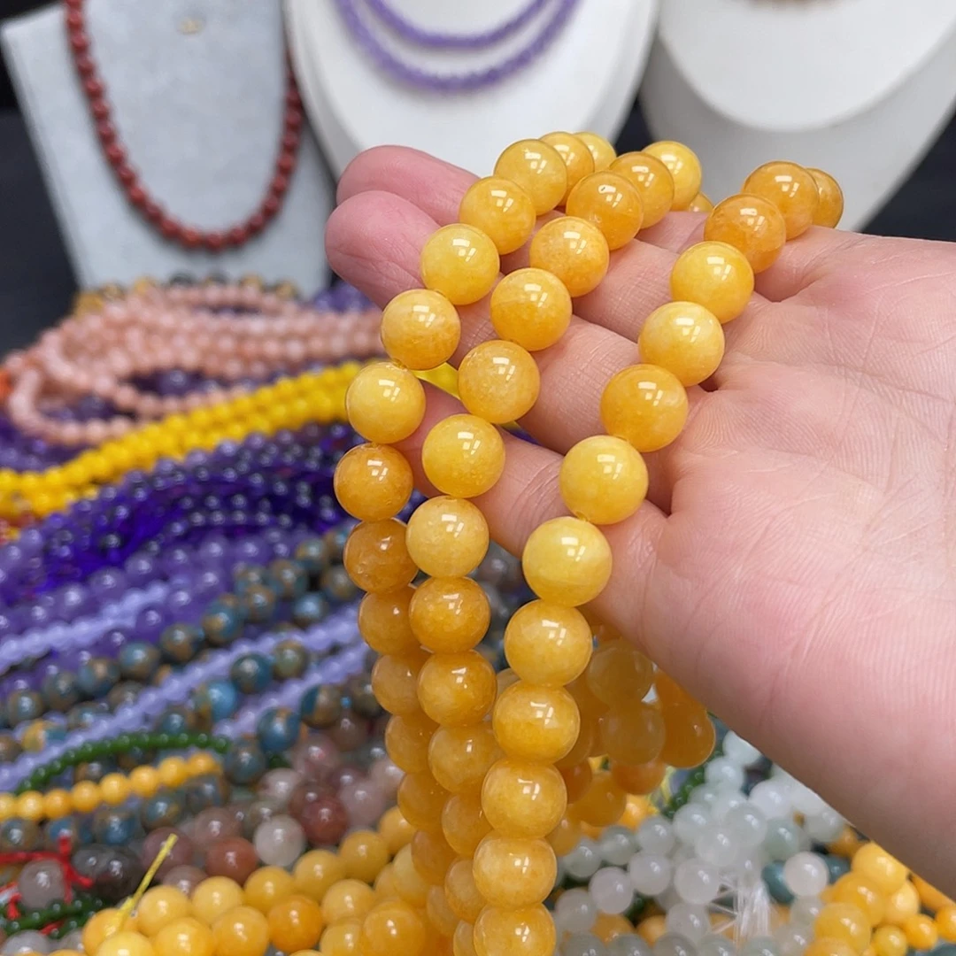 玛瑙/玉髓未镶嵌半成品蜜蜡黄玉10m散珠