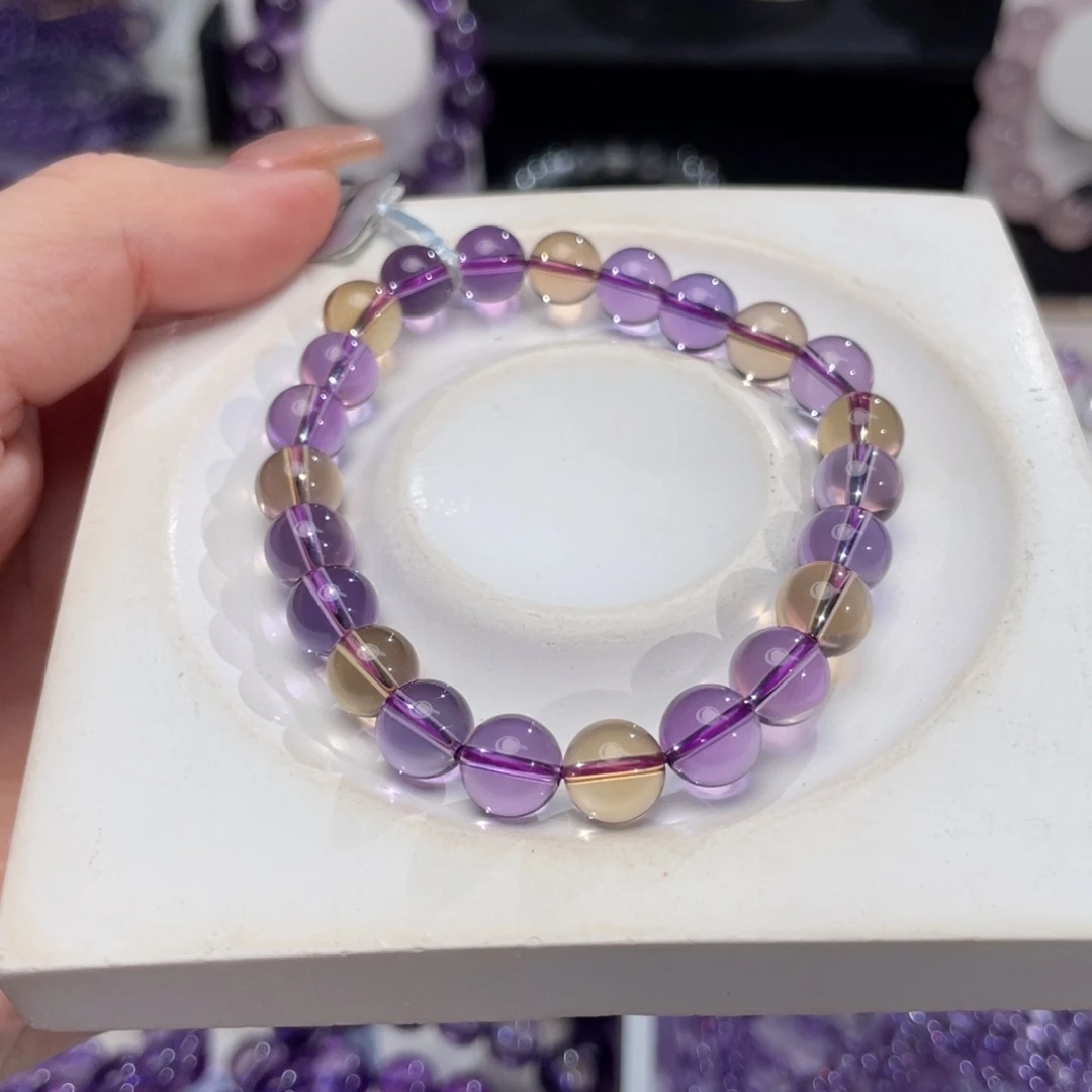 水晶手链未镶嵌羽***害玻利维亚毕业紫黄晶8m